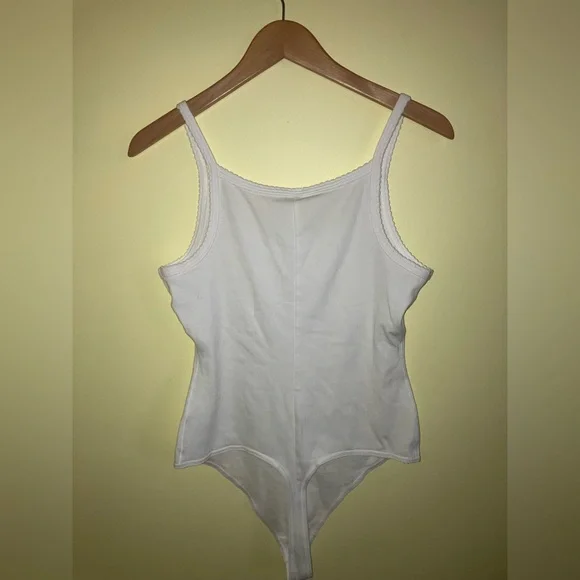 SKIMS NEW drop needle pointelle bodysuit sz L Large white snow sweet NWT cotton - Picture 7 of 8